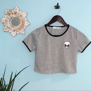 Grey Alien Crop Tee